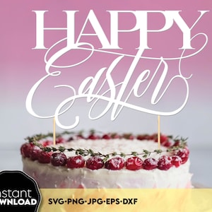 Fröhliche Ostern Kuchen Topper svg, Willkommen Frühlingssvg, Osterhasensvg, Osterparty Topper, Osterdekoration