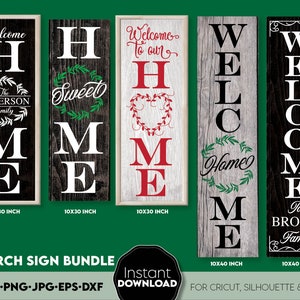 Welcome Porch Sign SVG Bundle: Farmhouse Vertical Designs (Digital Download)