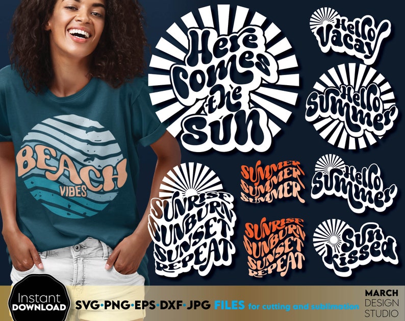 Summer Beach Quotes SVG Bundle: Boho Font, Cricut & Silhouette Cut ...