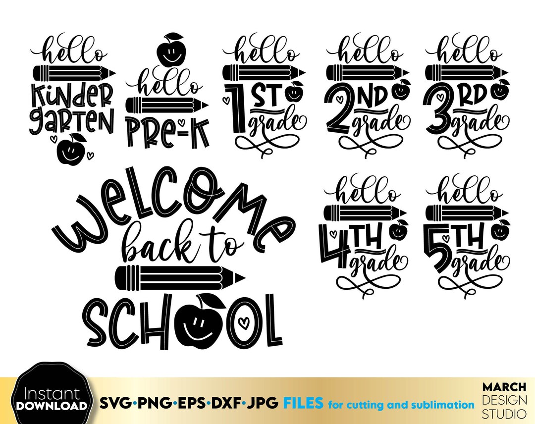 Hello School SVG Bundle: Back to School Cricut Cut Files - Etsy