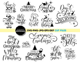 Christmas Quote SVG Bundle Featuring Festive Holiday Typography Designs for Shirts Gifts and Seasonal Decor, Digital Download