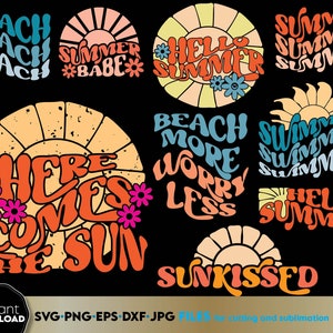 Retro Summer SVG Bundle Summer Svg Png Beach Svg Summertime Svg Png Funny Beach Quotes Svg Summer Quotes Svg files for cricut Silhouette