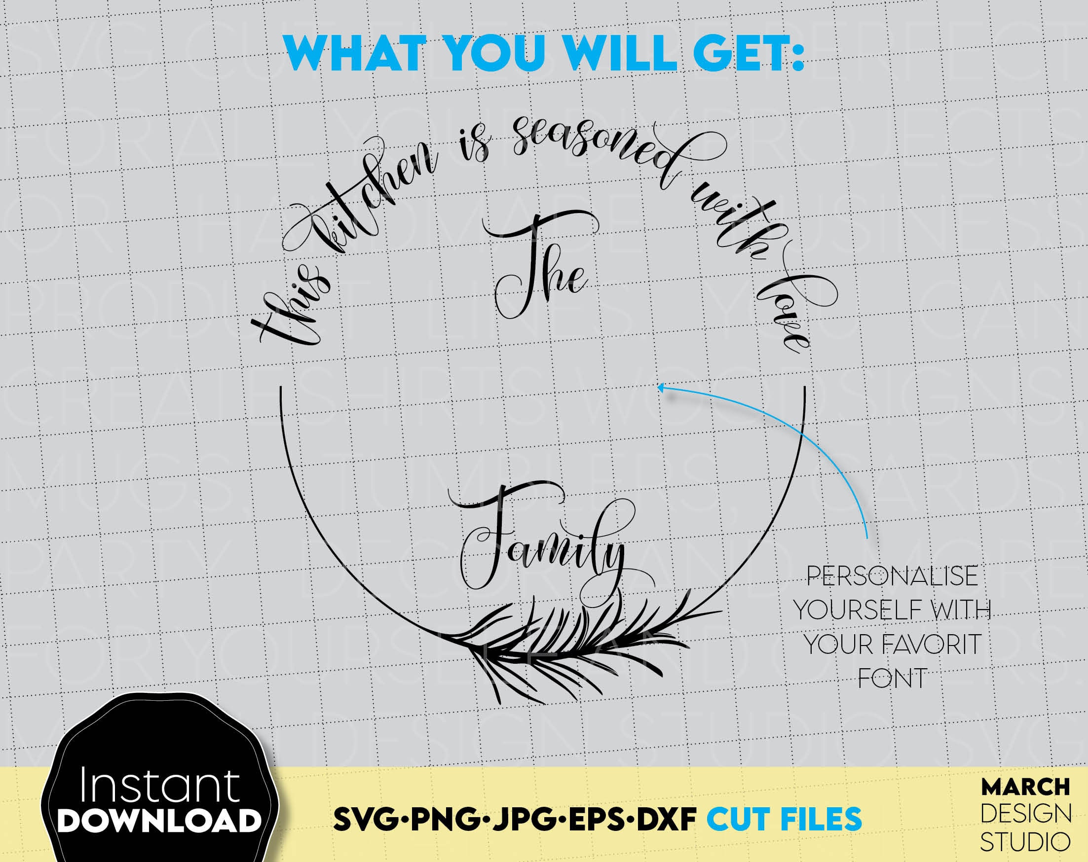 Kitchen Monogram SVG: Farmhouse Family Name Sign, Digital Download - Etsy