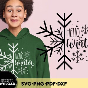 Hello Winter SVG Cut File for Cricut / Snowflake / Commercial - Etsy