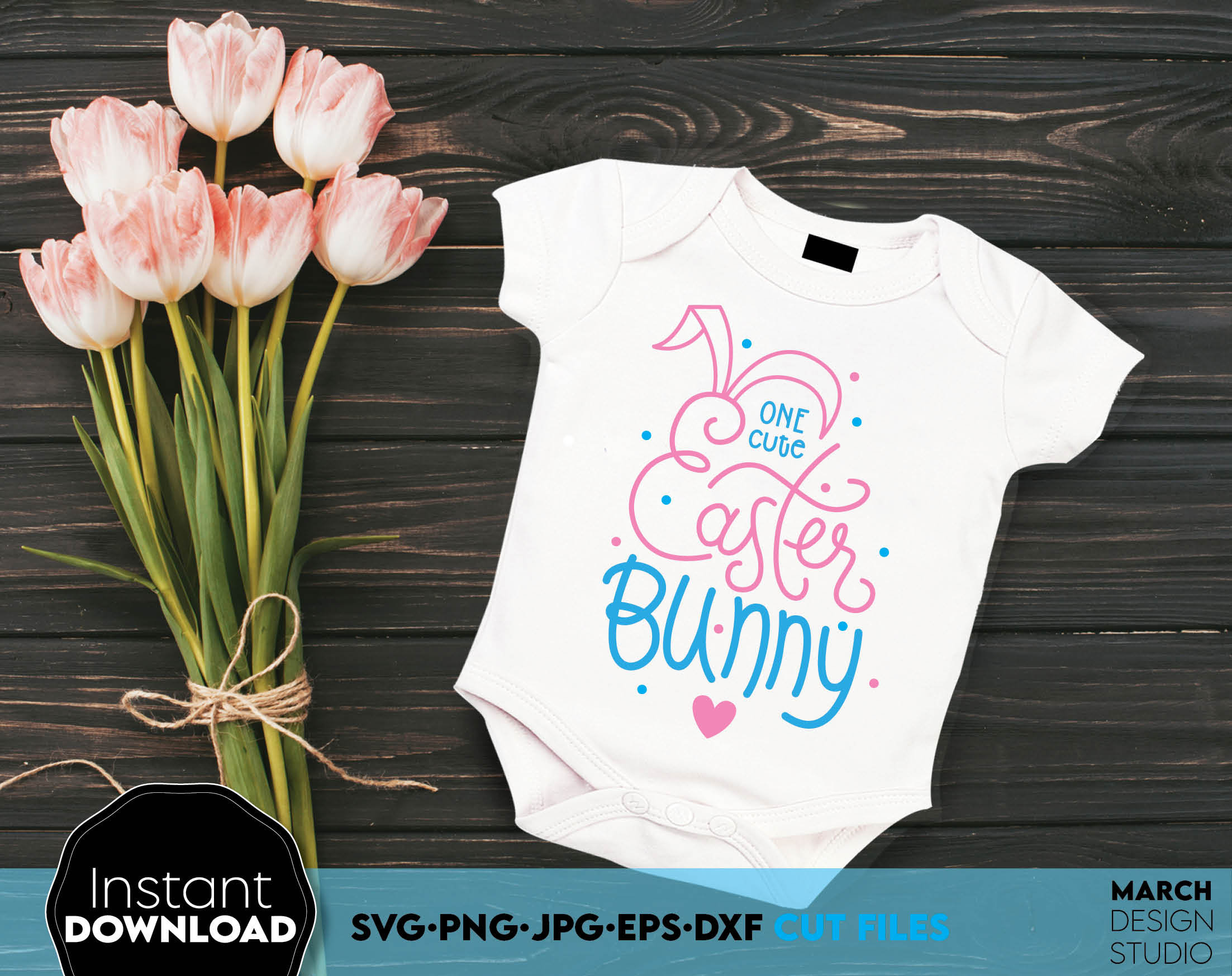 One Cute Easter Bunny Kids SVG PNG Design, Digital Download - Etsy