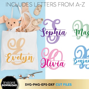 SVG monogramme divisé pour enfants | Enfants monogramme chemises SVG | SVG Pâques pour enfants | Lot de lettres monogramme anniversaire pour enfants svg | png | dxf | EPS