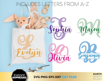 Kids Split Monogram SVG Bundle, Birthday Easter Shirts, Digital Download