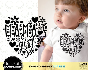 Mama's Girl SVG: Baby Girl Shirt Design (Digital Files)