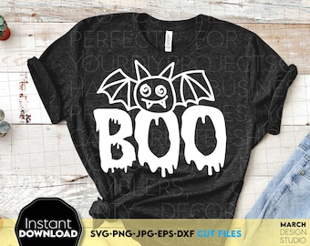 Grappige Halloween Ghost Bat SVG, Boo Shirt Design, digitale download