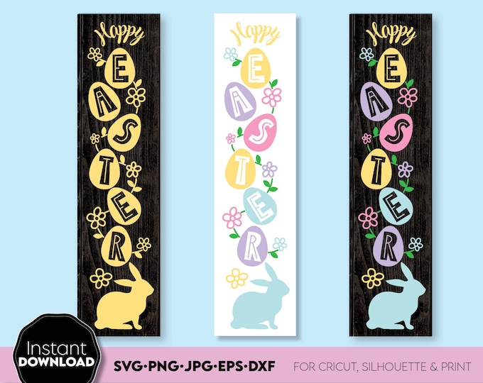 Easter Porch Sign SVG Bundle: Vertical Welcome Sign (digital Files) - Etsy
