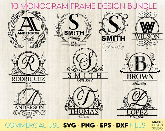 Monogram Frame SVG Split Monogram SVG Family Sign Svg | Etsy