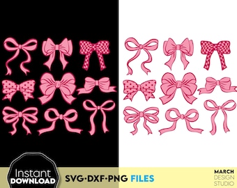 Pacote Clipart Laços SVG DXF PNG Jpg, Desenhos Digitais de Fitas para Cricut Silhouette e Artesanato Imprimível