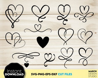 Hand Drawn Heart Doodle Clipart Bundle: Valentine's Day SVG PNG Digital Download