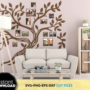 Decoração de parede de árvore genealógica Svg Png, Árvore de reunião familiar SVG, Clipart de árvore genealógica, Árvore da vida svg, Árvore genealógica png, Clipart de silhueta de árvore svg