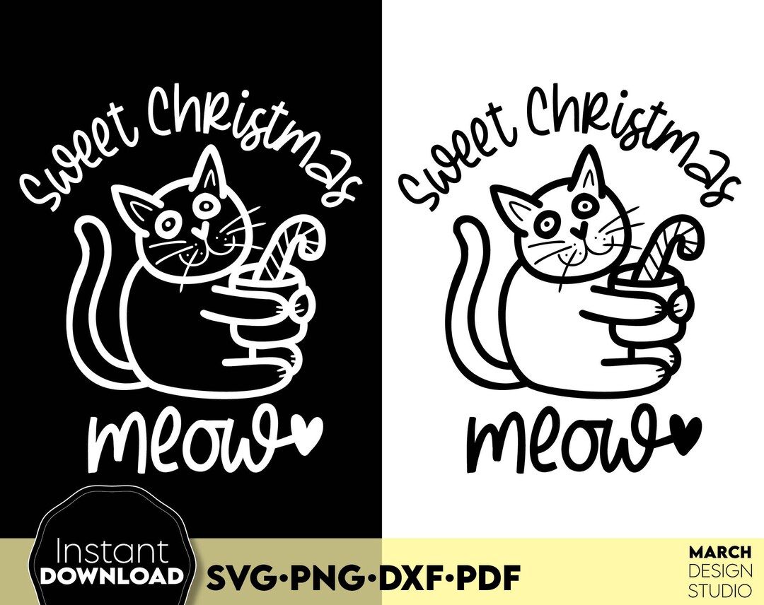 Meowy Christmas Svg Png, Christmas Cat Svg, Cat Mom SVG PNG, Gift for ...