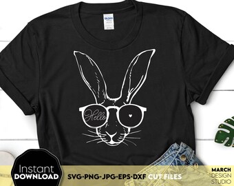 Conejito con gafas SVG: Archivo de corte de cara de conejo de Pascua