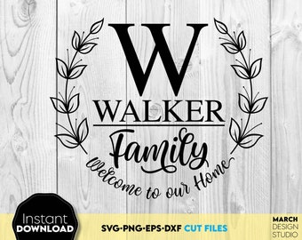 Familien Name Kranz Monogramm SVG, Laser Cut Datei