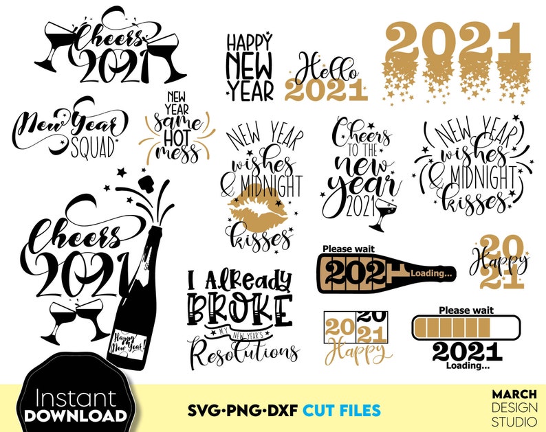 Download New Years Bundle SVG Bundle DXF PNG jpeg New Year's Eve | Etsy