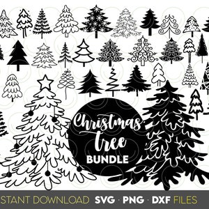Pacchetto SVG albero di Natale, ornamenti natalizi SVG, albero di Natale SVG, pacchetto PNG albero di Natale, albero di Natale SVG, foresta SVG
