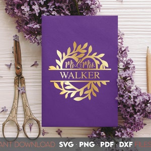 M. et Mme Imprimable | Carte de mariage | Carte des mariés | Svg monogramme mariage | Signe séparé Mr et Mme | Carte-cadeau de mariage | Carte pour jeunes mariés