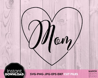 Mom Heart SVG: Plik do wycinania na Dzień Matki (pobranie cyfrowe)
