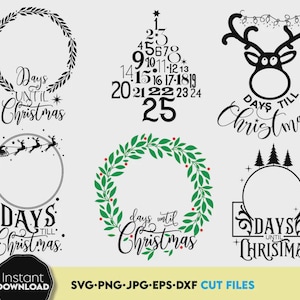 Weihnachts Countdown SVG Kranz Zahlenbaum Rentier Schlitten DIY Bastel Dateien