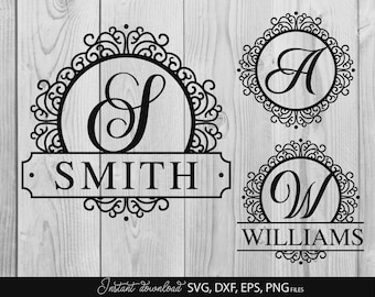 Split Monogram Frame SVG Family Name Design Set of 3