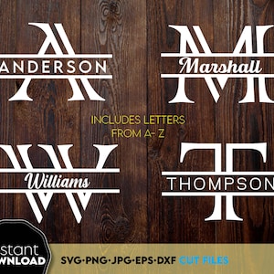Paquete de monogramas divididos svg, Monogramas divididos SVG, Letras de monogramas divididas svg Alfabeto dividido Svg Monogramas divididos SVG, letras de monograma cortadas con láser