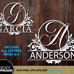 Geteiltes Monogramm SVG PNG DXF | Monogramm Schriftarten svg | Familie Monogramm svg | geteilte Buchstaben svg | Hochzeit Monogramm svg | cut Dateien für Cricut