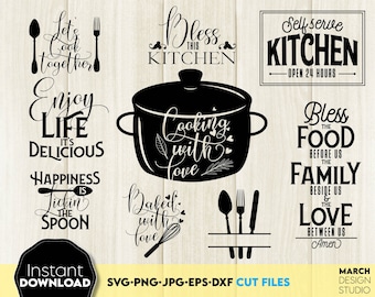 Farmhouse Kitchen Quotes SVG Bundle, Cooking Baking Decor (Digital Download)