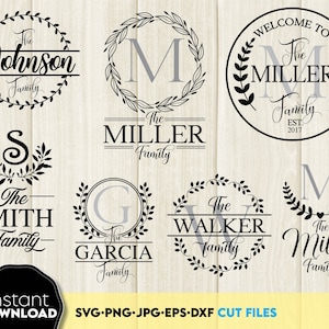 Monogram SVG-bundel | Gesplitst monogram SVG | Bruiloft monogram SVG | Achternaam monogram svg | Familiemonogram svg | Lasergesneden bestanden | Naambordje