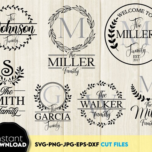 Monogram SVG/DXF/PNG Fancy Alphabet Split Name Frame | Etsy