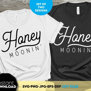 Honey Moonin SVG | Pan i Pani SVG | Honeymoon SVG | Koszulki na imprezę ślubną SVG | Just Married SVG | Pliki do cięcia Engaged dla Cricut | Png