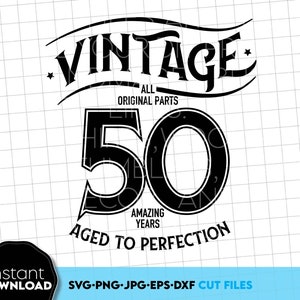 Vintage 1975 Shirt 50th Birthday SVG 50th Birthday Gift 50th Birthday Shirt 50th Birthday Party SVG Files For Cricut, png, dxf, Silhouette
