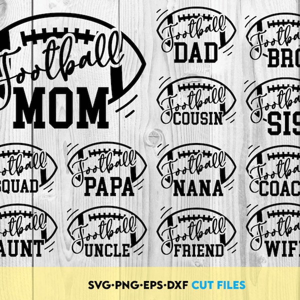 Football mom svg bundle, football mom png, game day svg, football shirt svg, football family name svg, mom shirt svg files for football svg