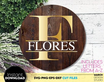 Split Monogram Letters SVG Font, Wedding, Family Name, Digital Download