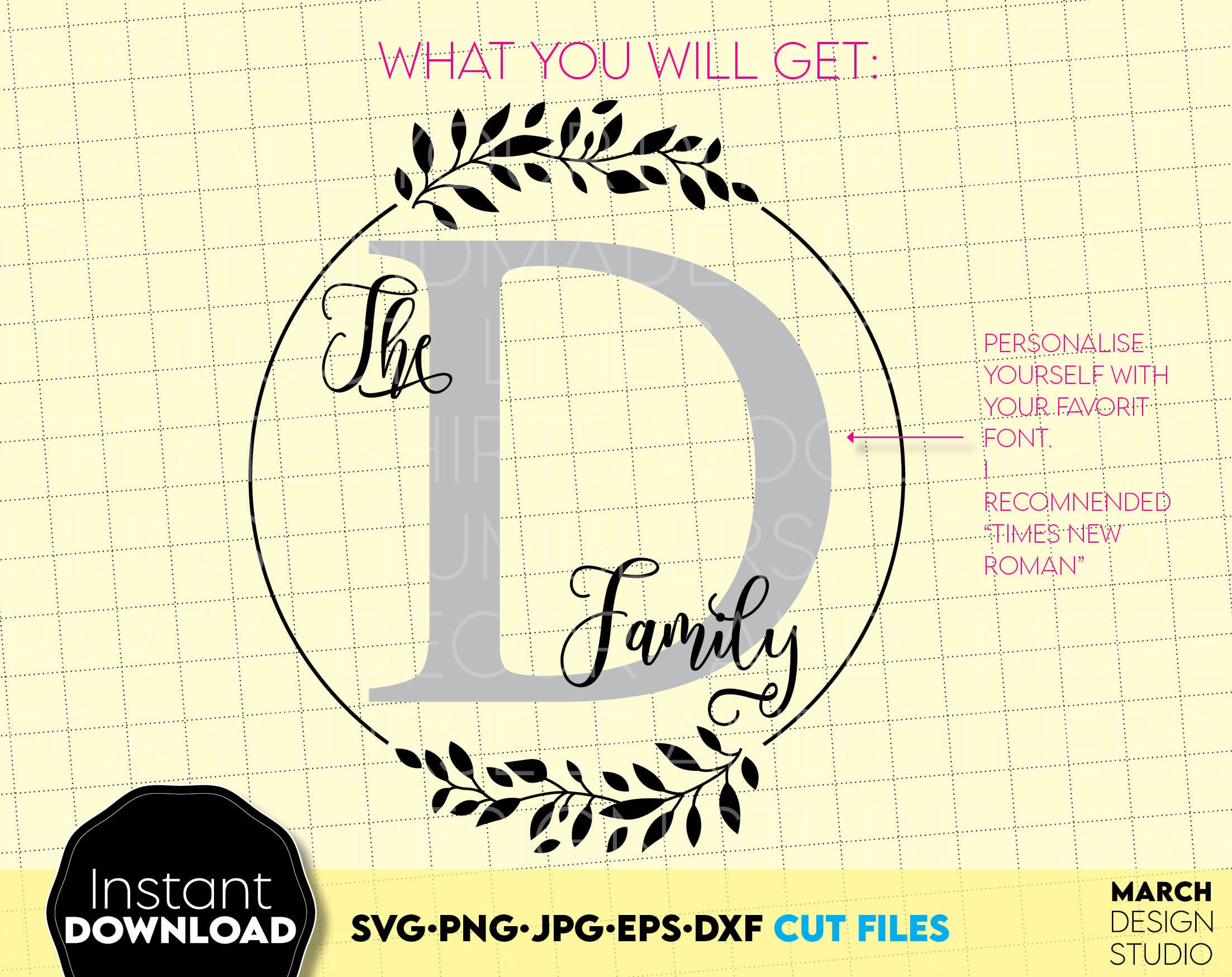 Personalized Letter D Monogram Svg D svg Last name monogram | Etsy