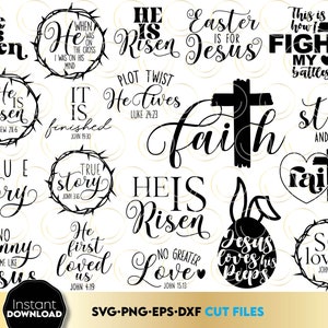Christliche Oster-Zitate SVG-Bundle Religiöse Ostern SVG Jesus Kreuz SVG Hallo ist auferstanden svg