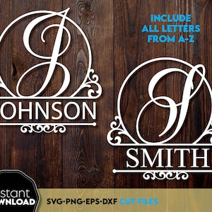 Monogram SVG bundle designs for Your gift projects or home decoration. 
Files allow you to use designs for engraving on glass, making shirts, tumblers with Cricut, Silhouette equipment. Monogram files also designed and easy to use for laser cutting.