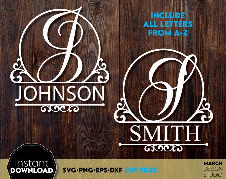 Monogram SVG bundle designs for Your gift projects or home decoration. 
Files allow you to use designs for engraving on glass, making shirts, tumblers with Cricut, Silhouette equipment. Monogram files also designed and easy to use for laser cutting.