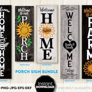 Welcome SVG Bundle | Hello Spring SVG | Vertical Porch Sign SVG | Easter Farmhouse Sign svg | Welcome Home Sign svg | Sunflower Sign svg