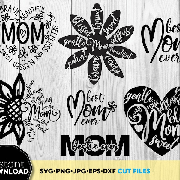Mom SVG Bundle | Mothers Day SVG Bundle | Mom Life SVG | Floral Mom svg | Mom svg Cut Files | Mom Love svg | Mom Heart svg | Mom Gifts svg