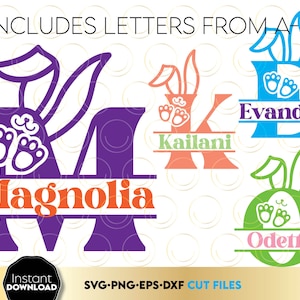 Monograma de Pascua para niños SVG / Monograma de conejito SVG / Cara de conejito de Pascua personalizada SVG / Decoraciones de conejito de Pascua svg / Cara de conejo svg / png