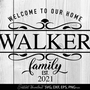 Nom de famille signe SVG, Split monogramme SVG, signe de bienvenue SVG, svg monogramme mariage, nom de famille signe Svg, nom de famille signe monogramme découpé au laser svg
