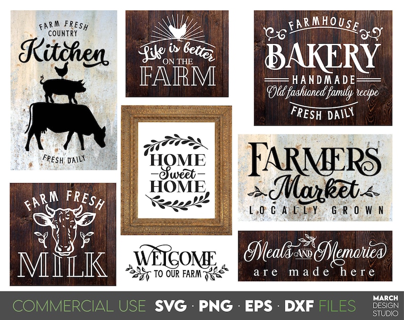 Farmhouse Kitchen SVG Bundle: Rustic Sign Designs, Digital Download - Etsy
