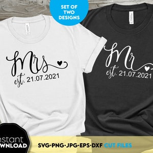 De heer en mevrouw SVG | Mijnheer en mevrouw Sign SVG | Bruiloft-svg | Just Married-shirt-svg | Verloofde svg | Huwelijkssvg | Shirt vrouw manlief svg | Koppel