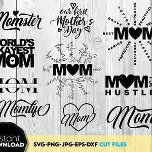 Paquete de svg de mamá / svg de vida de mamá / svg de la mejor mamá / Svg de camiseta de nueva mamá / Paquete del día de la madre / Svg Png del día de la madre / citas de mamá / archivos svg