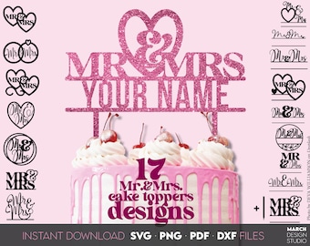 Mr and Mrs cake topper svg png | Wedding cake topper svg png | Split Wedding cake topper svg png | Laser Cut File | Last Name Sign svg png