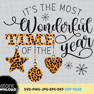 Het is de mooiste tijd van het jaar SVG | Kerst luipaardprint SVG | Kerstshirt Design Svg | Svg-bestanden voor de cricut Silhouette