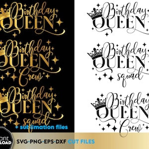 Reine d'anniversaire SVG | Anniversaire Reine escouade SVG | Anniversaire Reine équipage SVG | Anniversaire fille svg | Anniversaire princesse svg | Sublimation d'anniversaire
